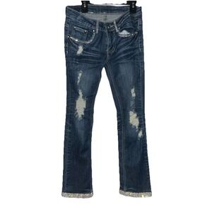 A7 Women's Size 26 Designer Denim Jeans Swarovski Crystal Embellished